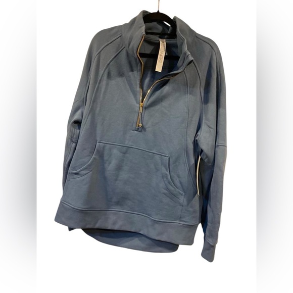 NWT Lululemon scuba oversized neck half zip WASHED DENIM/GOLD Size XL/XXL